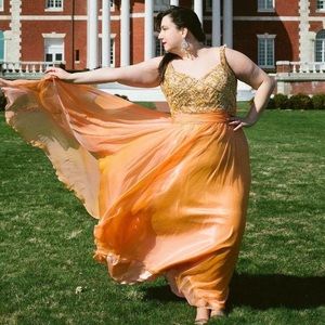 Beautiful Iridescent Beaded Bodice Designer Gown